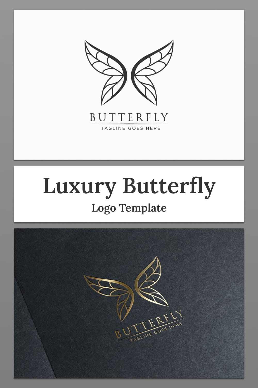 luxury butterfly logo template, unique design for your brand.