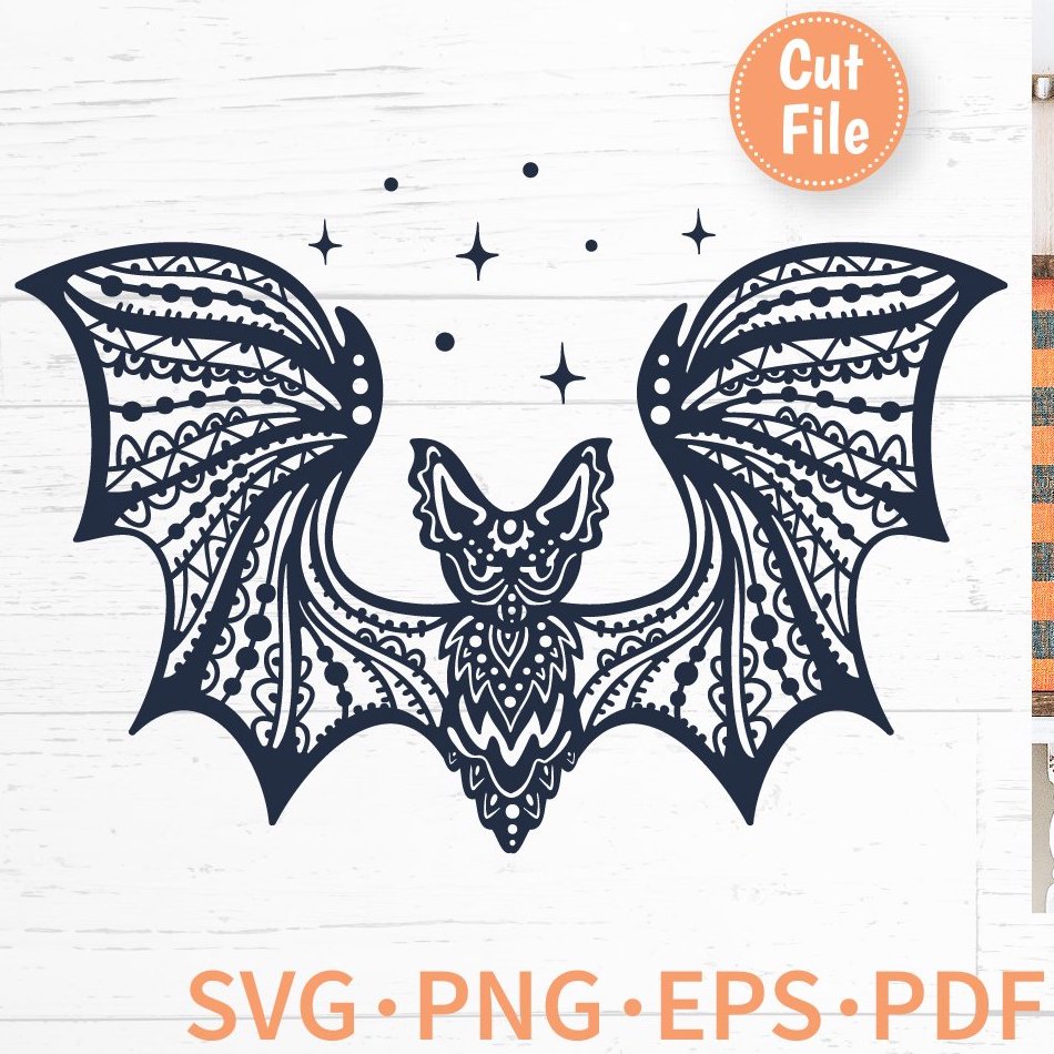 Halloween Bat SVG, Mandala Bat Cut File, Zentangle Bat