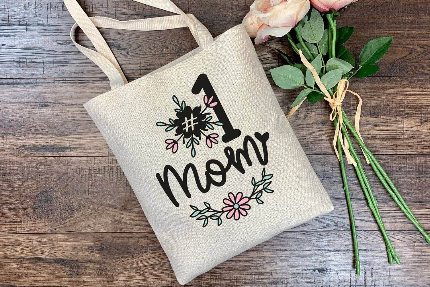 Bag with inscription #1 Mom.
