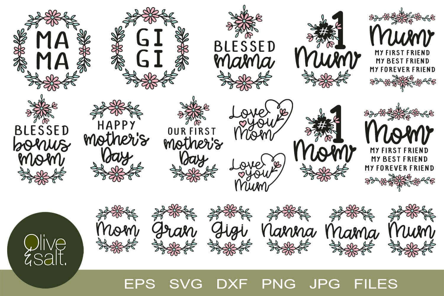 Love You Mom in EPS, SVG, DXF, PNG, JPG Files.