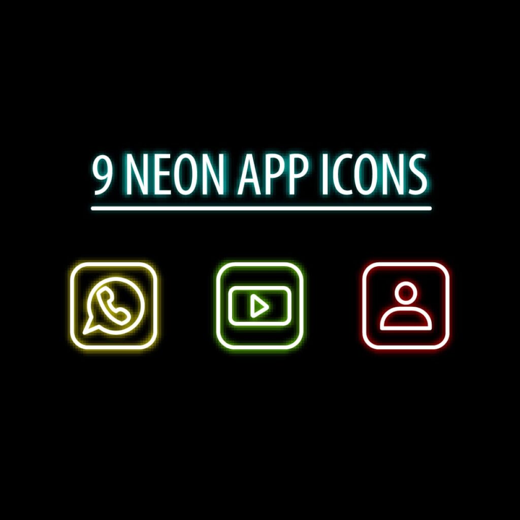 9 Neon App Icons MasterBundles