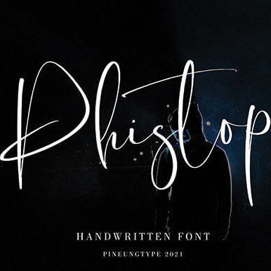 phistop stylish and delicate script font cover image.