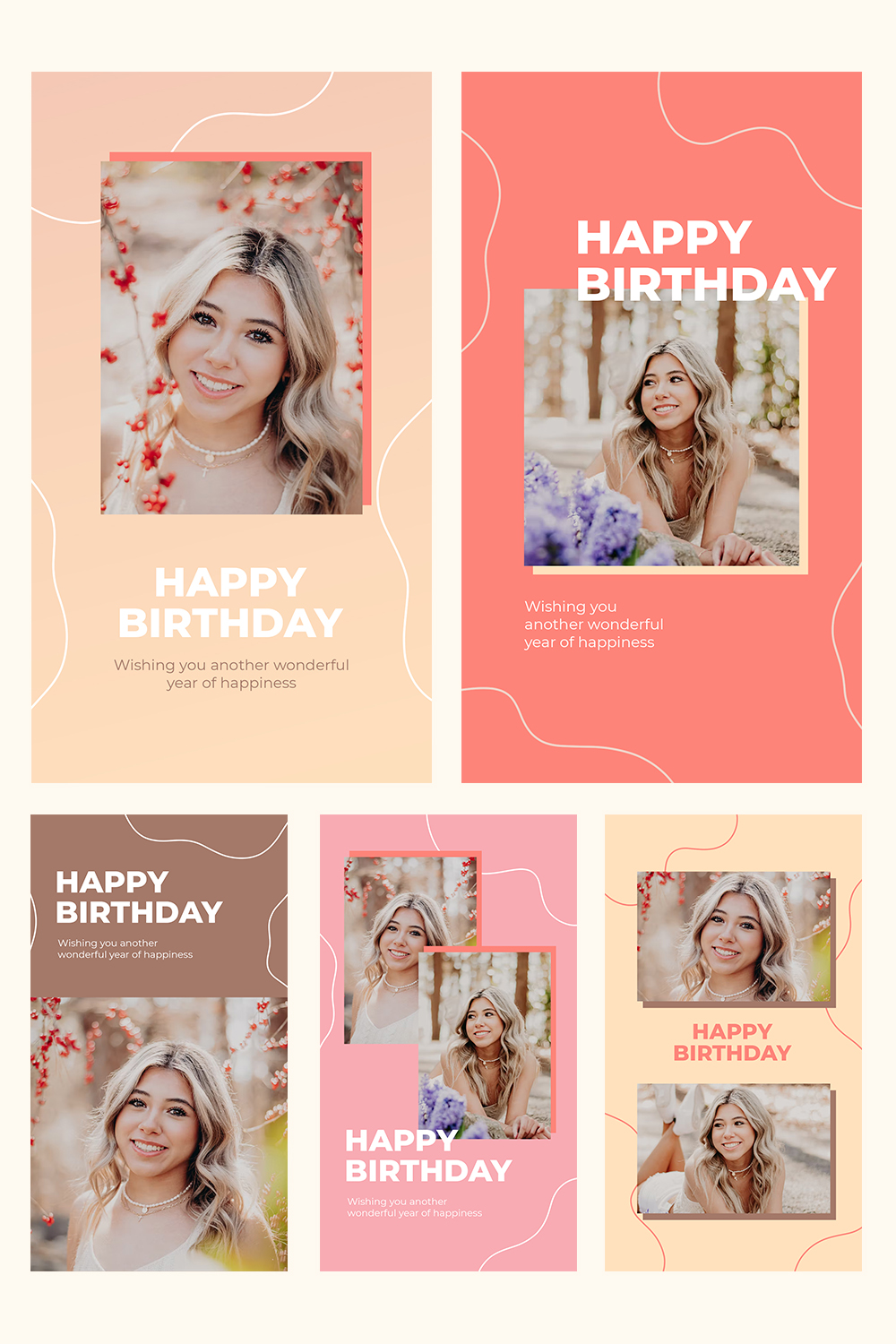 Peach Happy Birthday Instagram Story Templates modification for you.