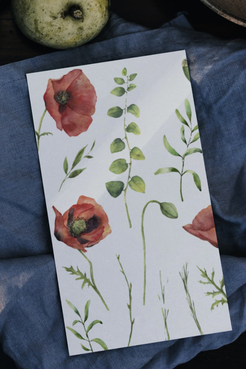 Print of hand drawn poppy flowers.