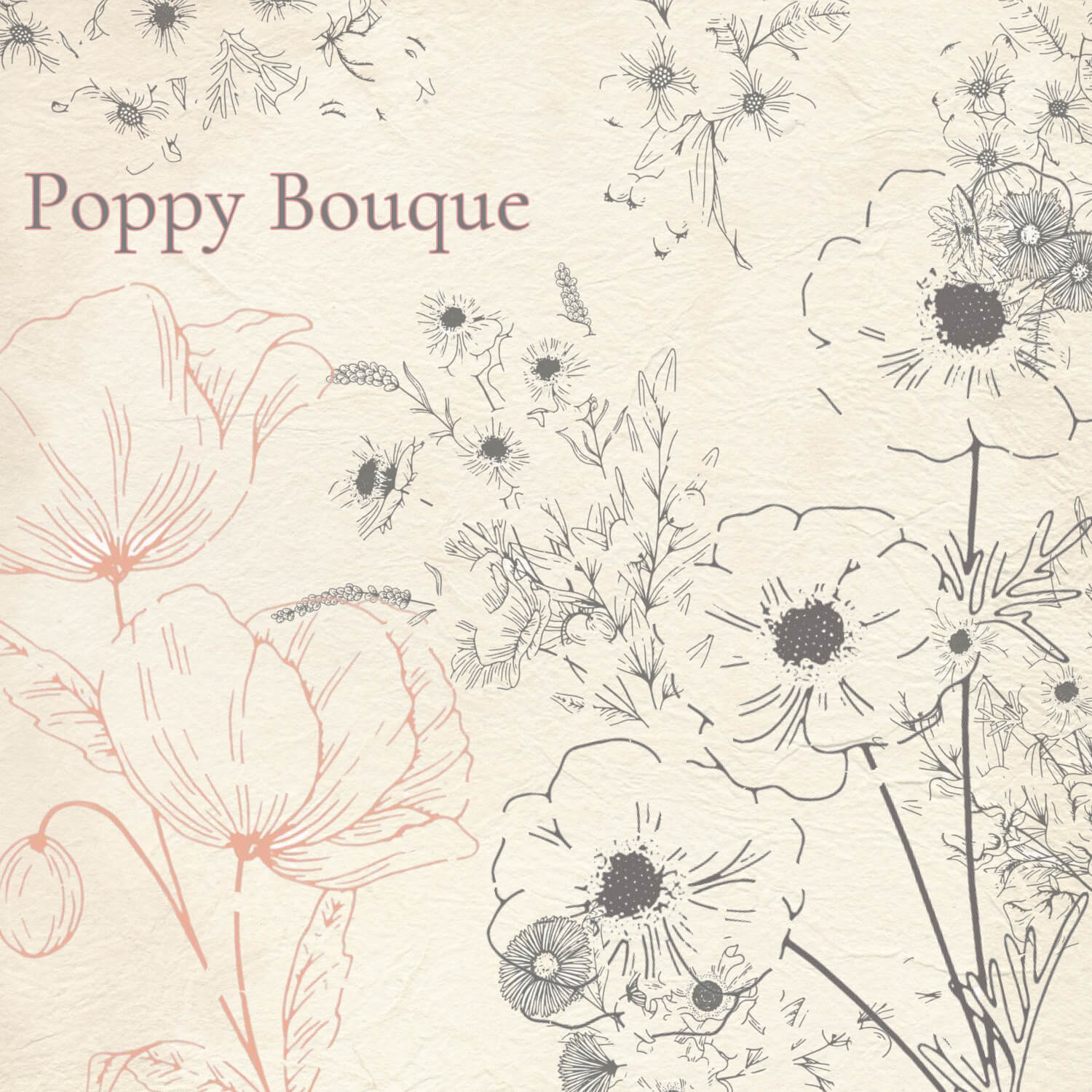 Poppy Bouque on Light Beige Background.