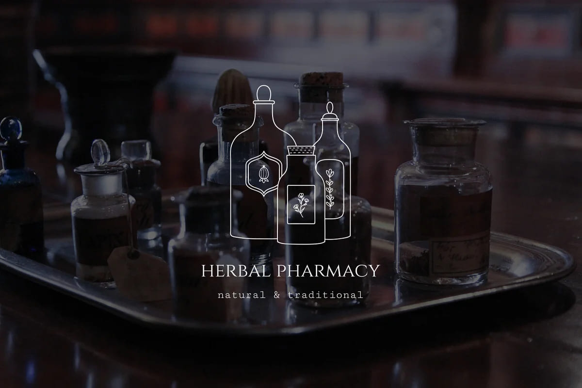premade logo herbal pharmacy mockup.