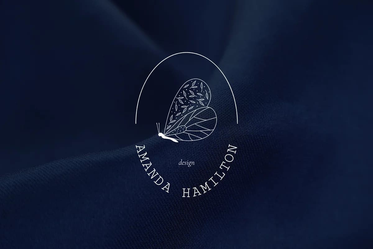 premade logo set, white logo on blue background.