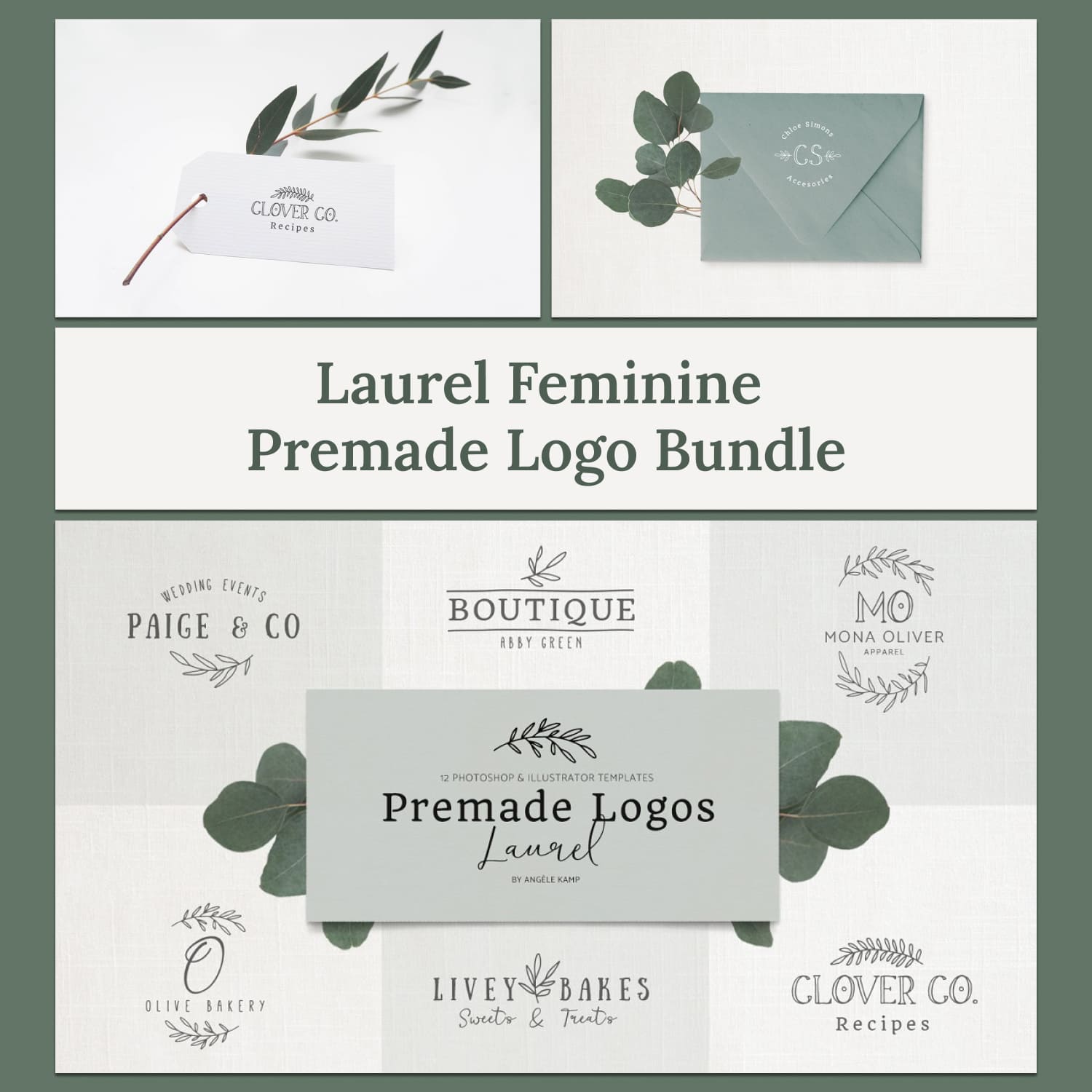 Premade Logo Bundle Laurel Feminine cover image.