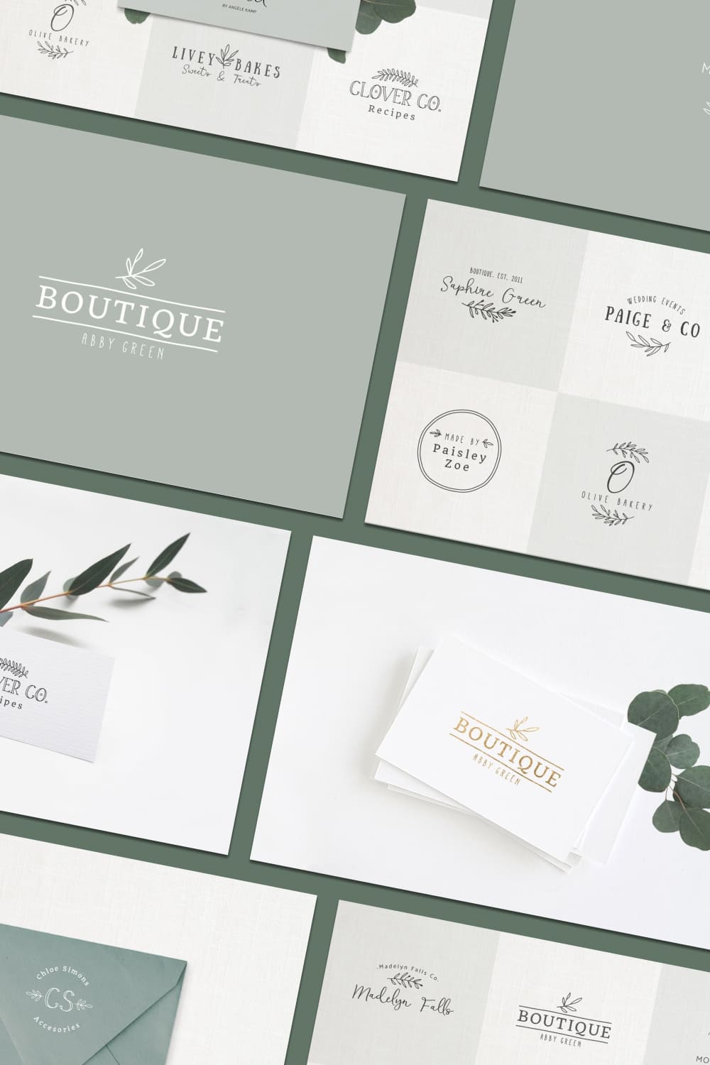 premade logo bundle laurel feminine unique design for your brand.
