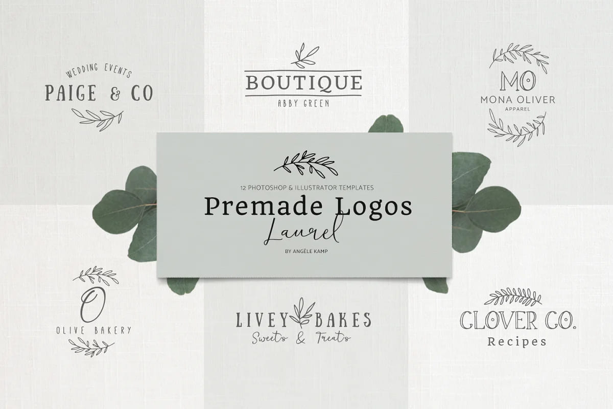 premade logo laurel gorgeous bundle.