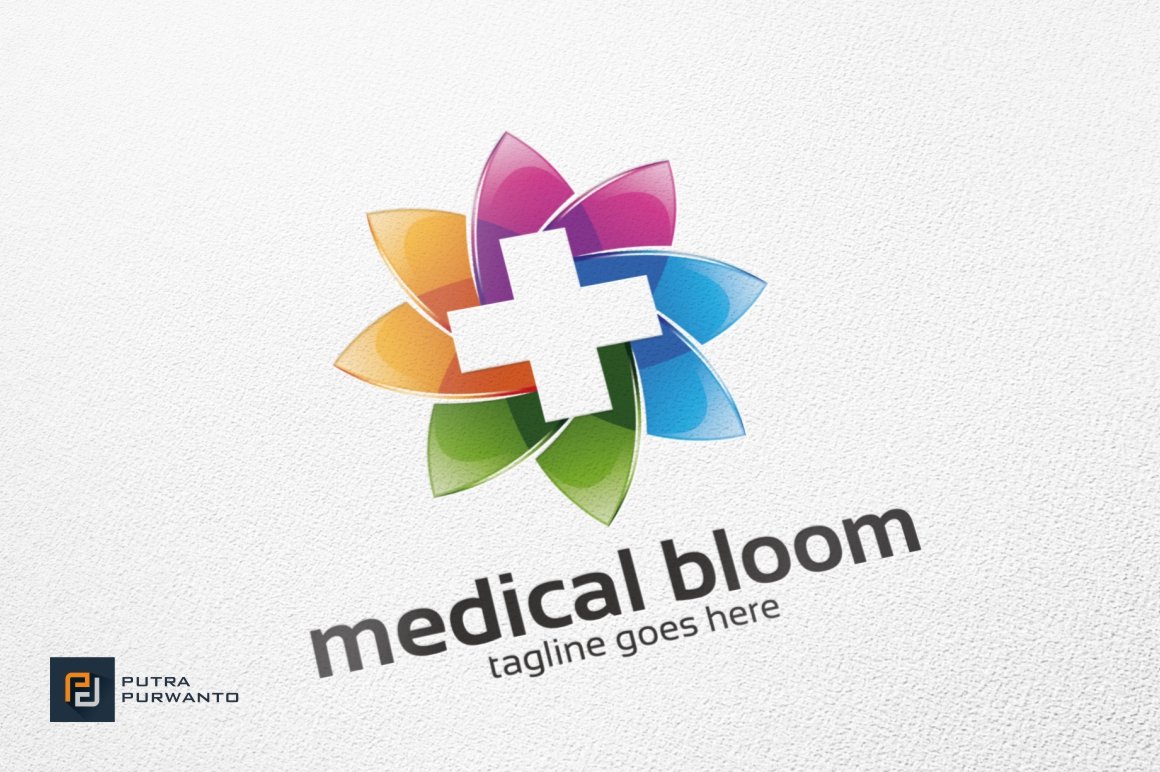 Medical cross flower logo.