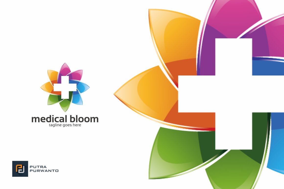 Medical cross flower logo.