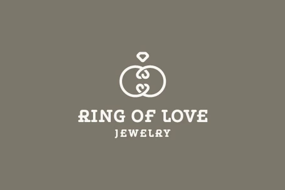 ring of love white logo on dark background.