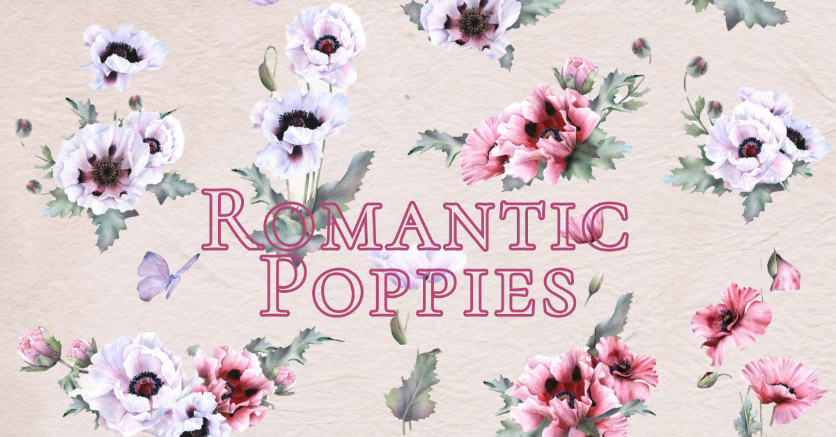 Romantic Poppies Watercolor Set Flowers for your prints.