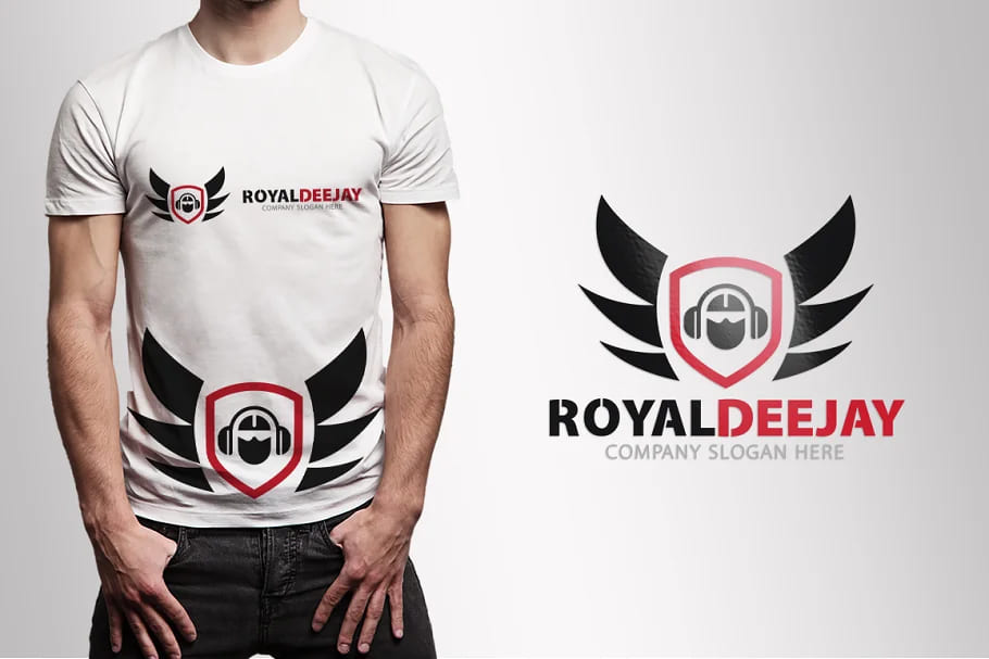 royal dj logo t-shirt mockup.
