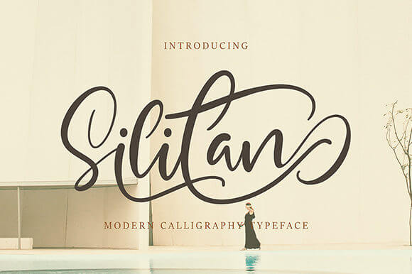 silitan amazing script font with beautiful swashes.
