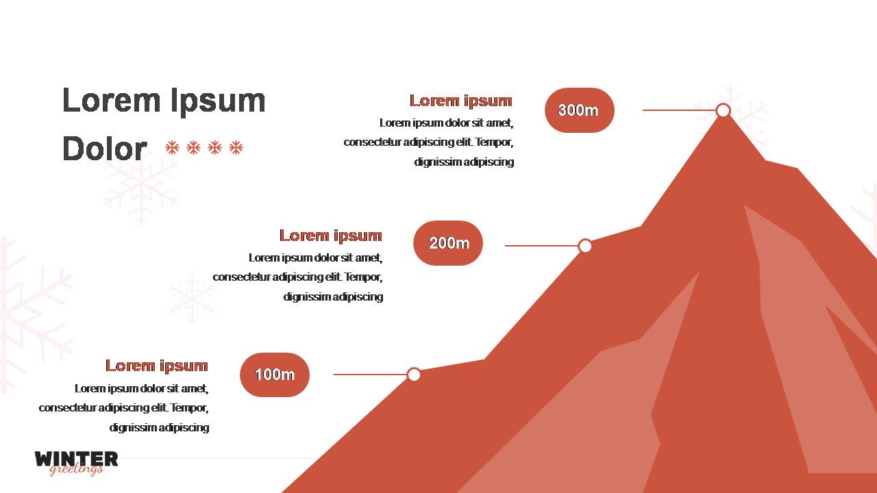 Stylish presentation of information in the form of a mountain.