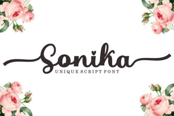 sonika script romantic and sweet handwritten font.