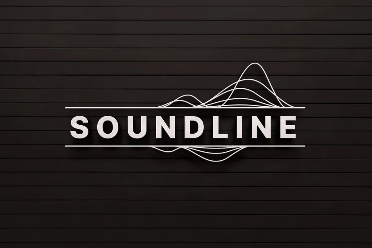 sound wave light logo on dark background.