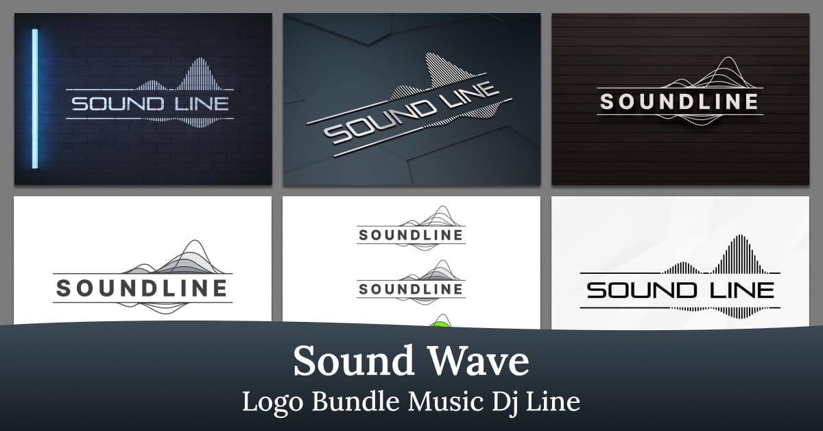 sound wave logo bundle music dj line template.