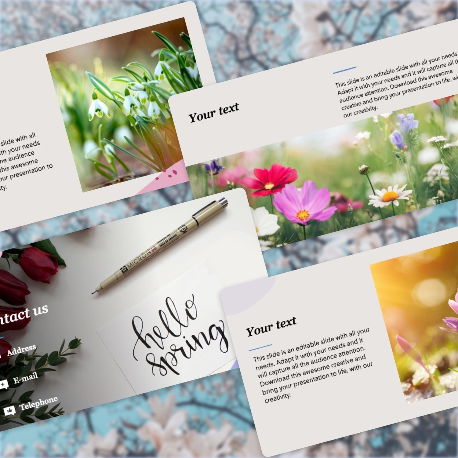 Spring Flowers Powerpoint Template Free Cover.