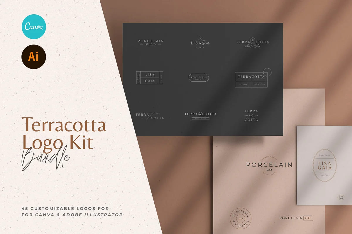 terracotta logo kit, calm lines with calm colors.