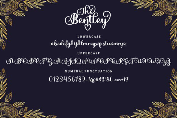 the bentley elegant and luxurious calligraphy font all letters example.