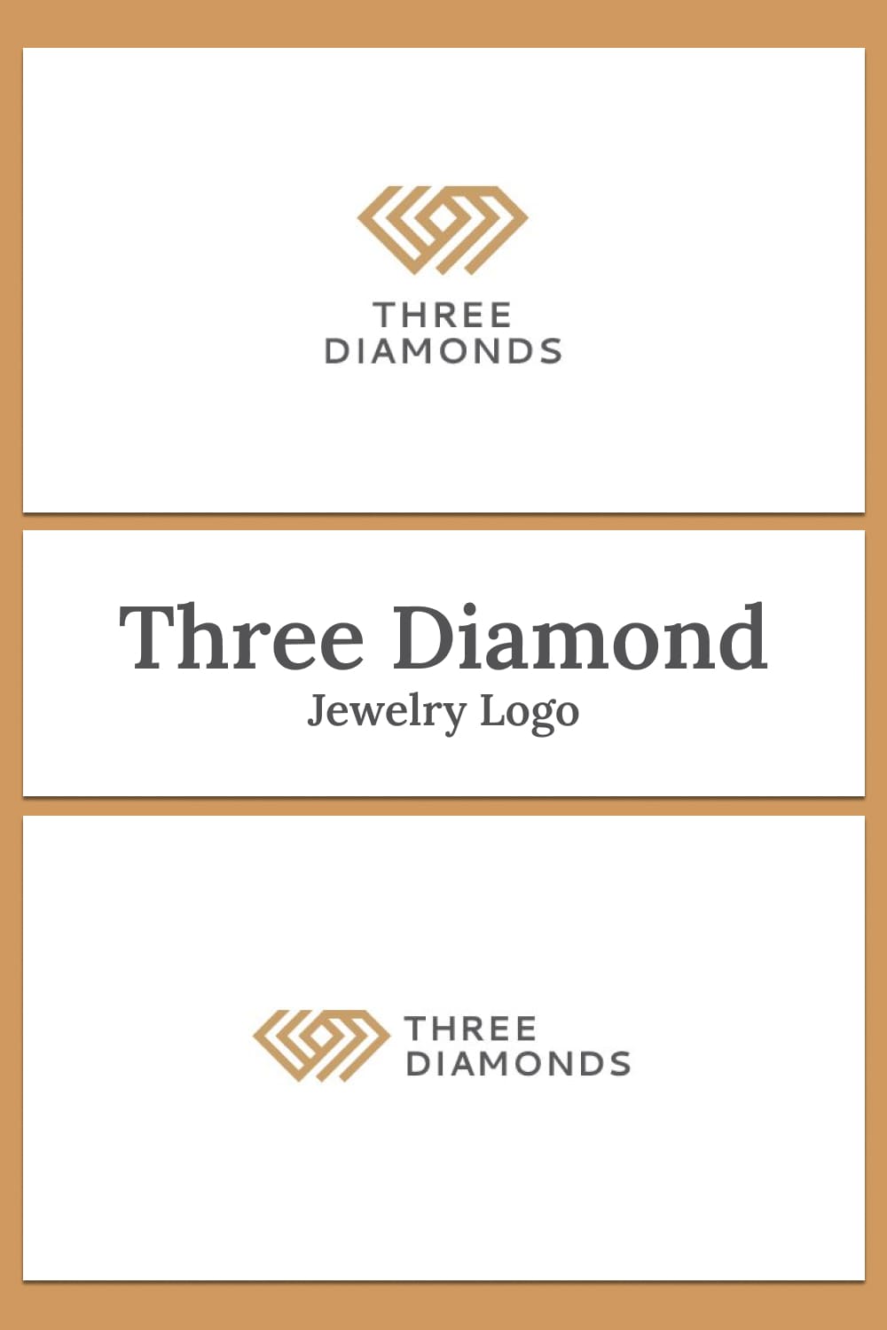 three diamond jewelry logo for bright jewelry design.