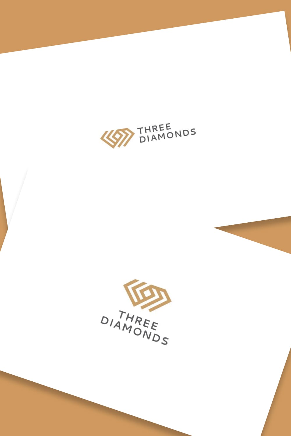 three diamond jewelry logo for elegant brand.