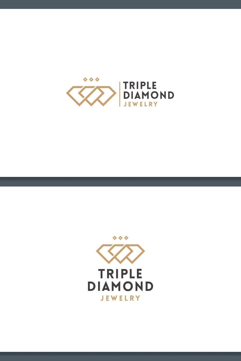 triple diamond jewelry logo for elegant brand.