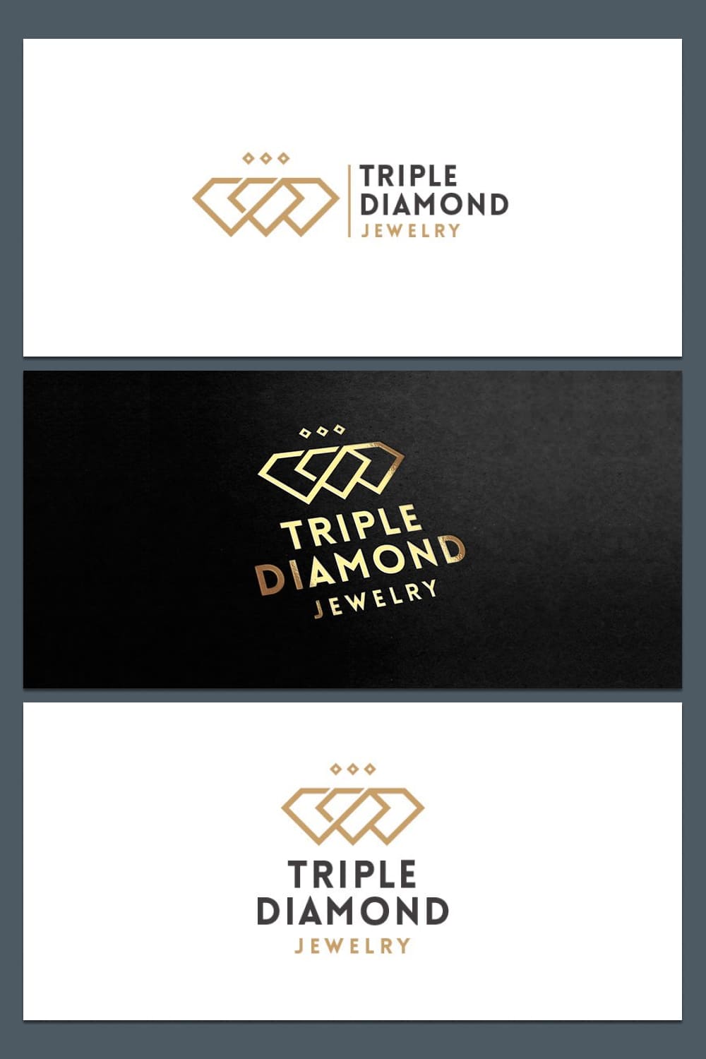 triple diamond jewelry logo for jewelry brand.