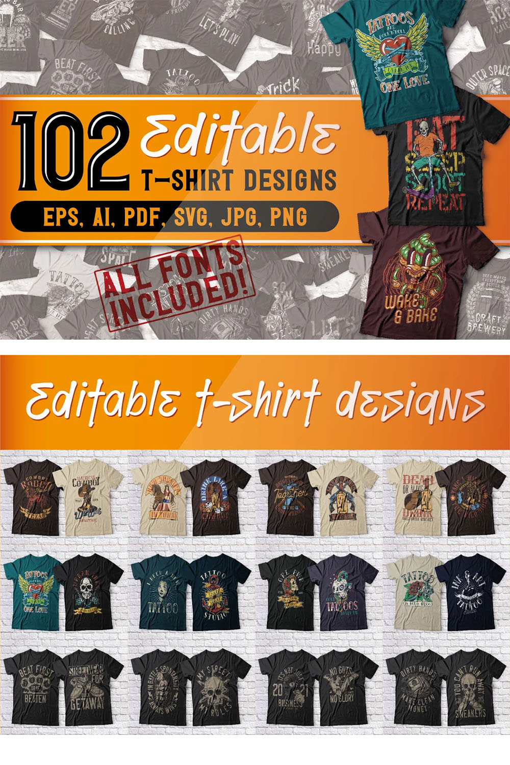102 Editable t-shirts BUNDLE.