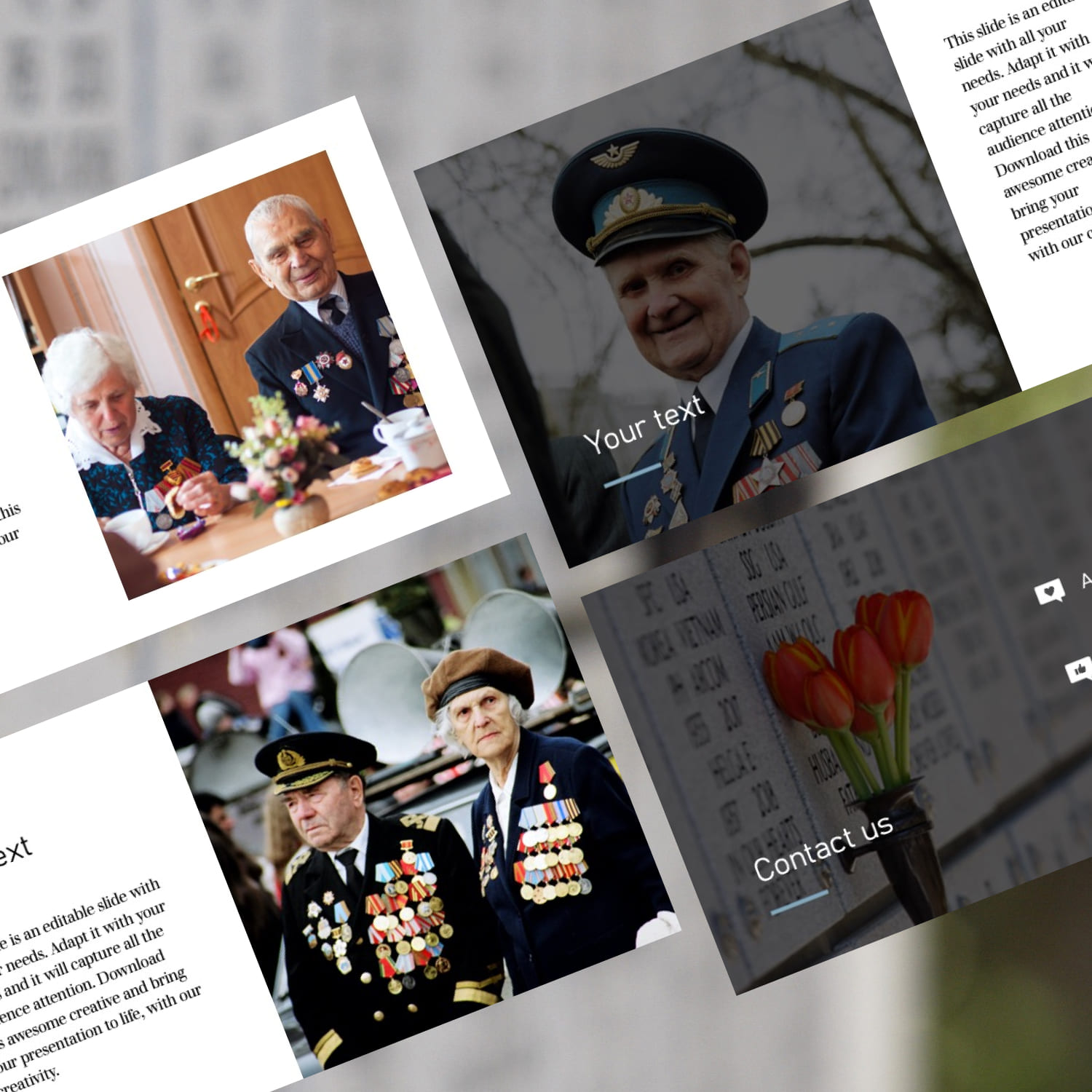 Slide show with images of veterans.