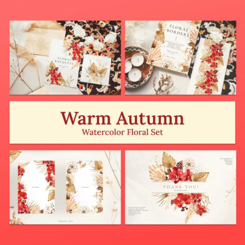 Warm Autumn Watercolor Floral Set cover image.
