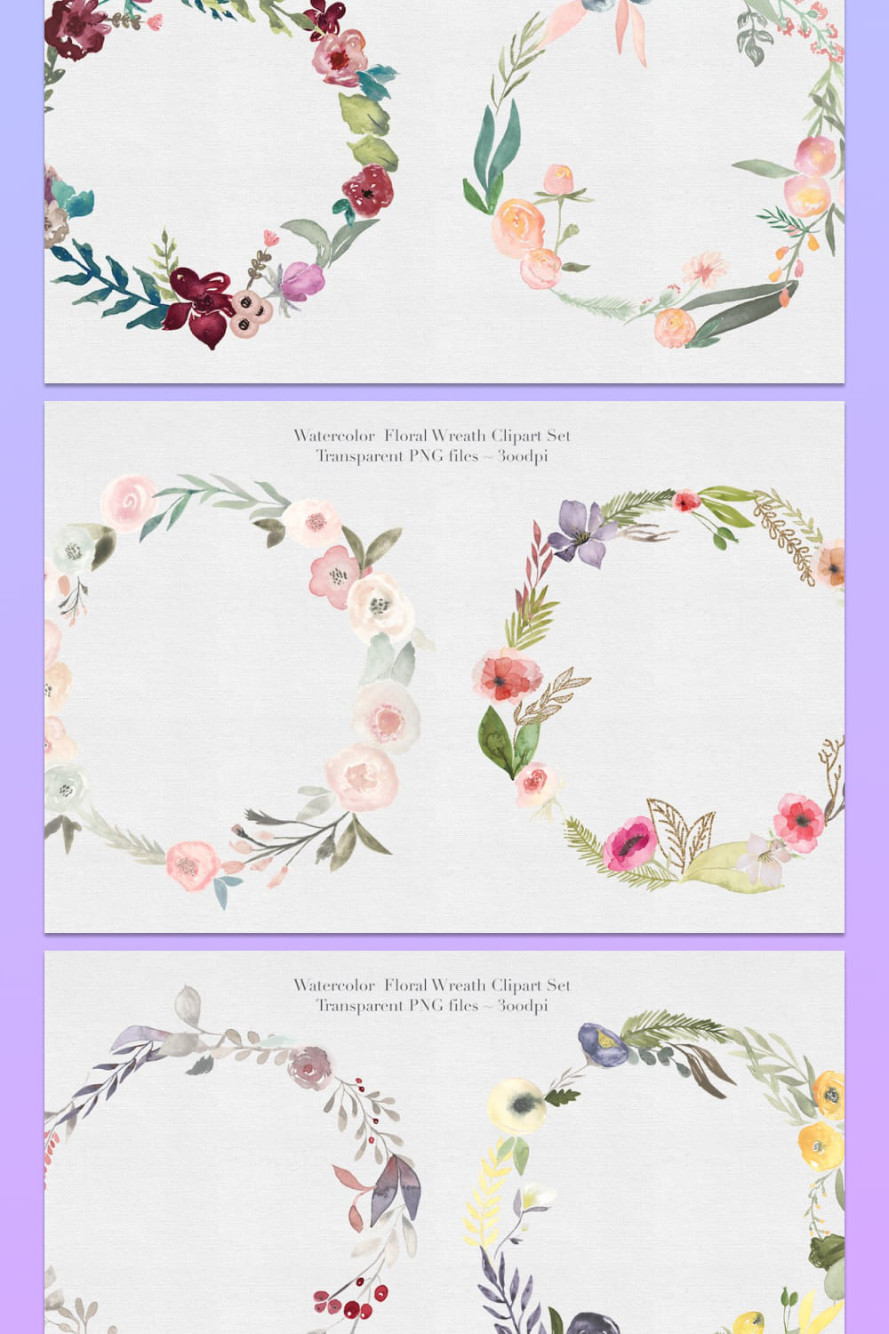 watercolor floral wreaths original design.