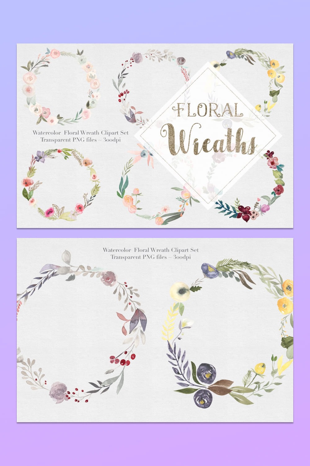 watercolor floral wreaths for your wonderful designs.