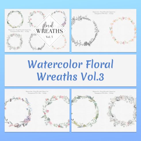 Watercolor Floral Wreaths Vol.3 Handdrawn Collection cover image.