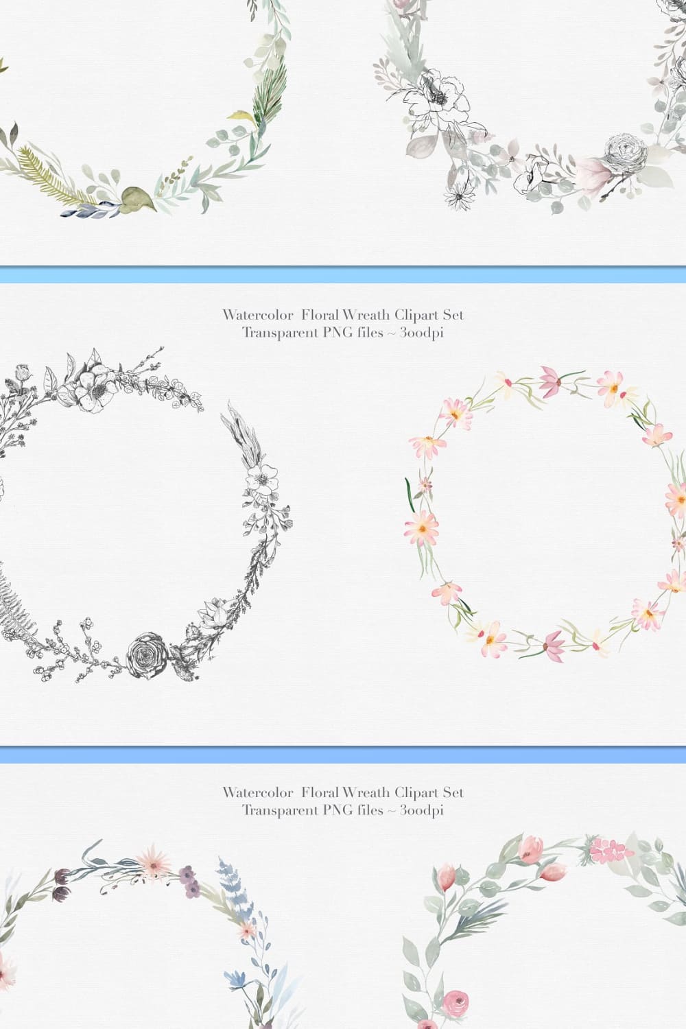 watercolor floral wreaths botanic collection.