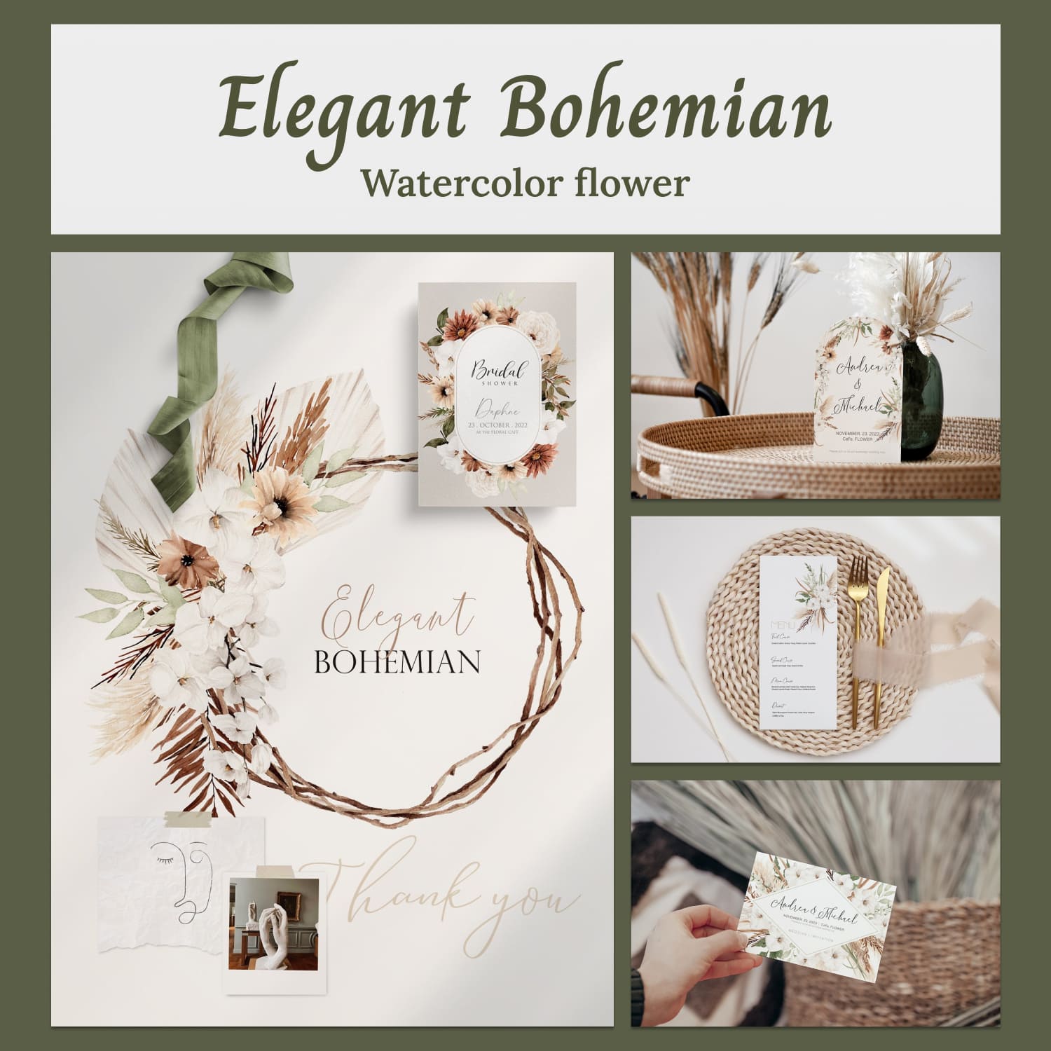 Watercolor Flower Illustrations - Elegant Bohemian cover image.