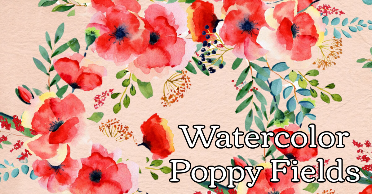 Watercolor Poppy Fields on Screen.