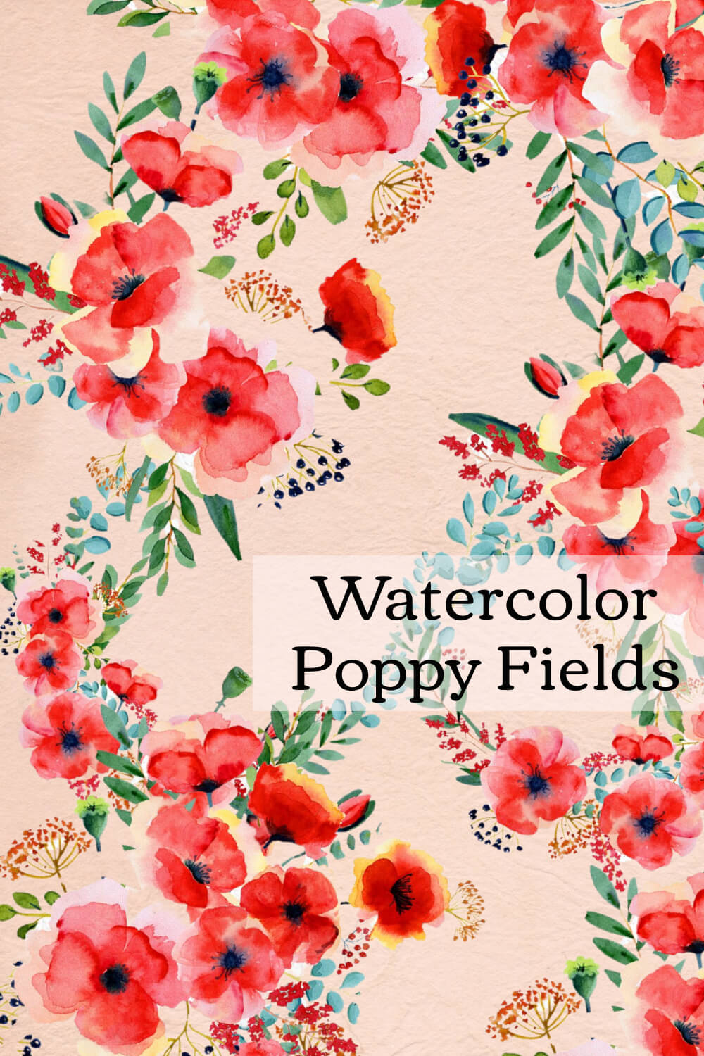 Watercolor Poppy Fields.