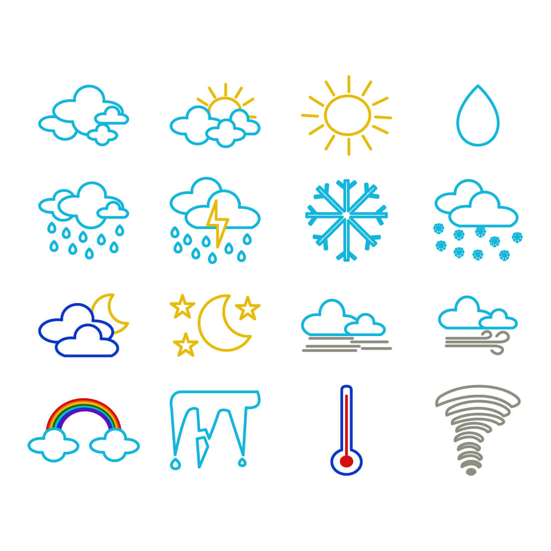 Free Weather Icons previews.
