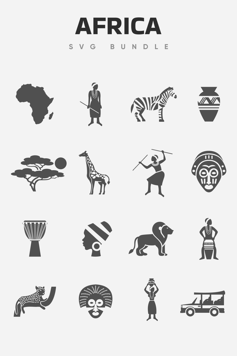 African life content pictures: wild tribes, giraffes, zebras, lions, shaman masks.