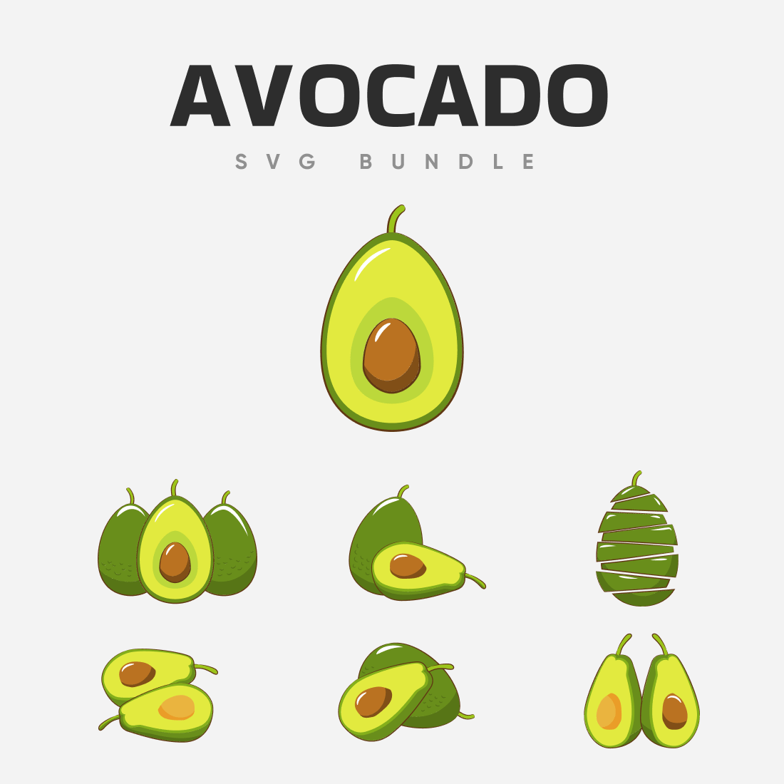 Whole and cut avocados.