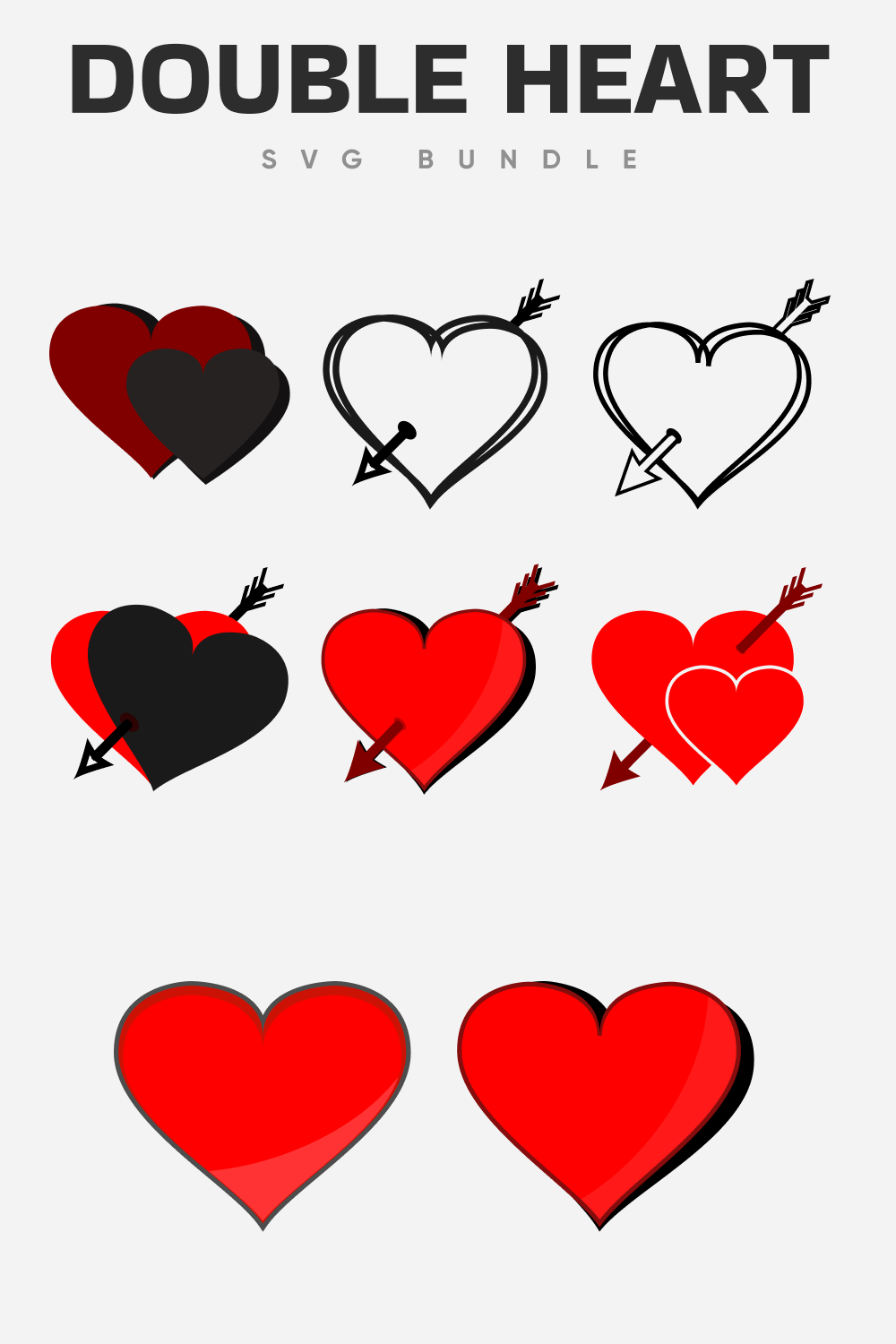 Double hearts in different colors connected by love.