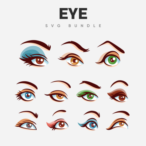 Different eyes with a variety of makeup.