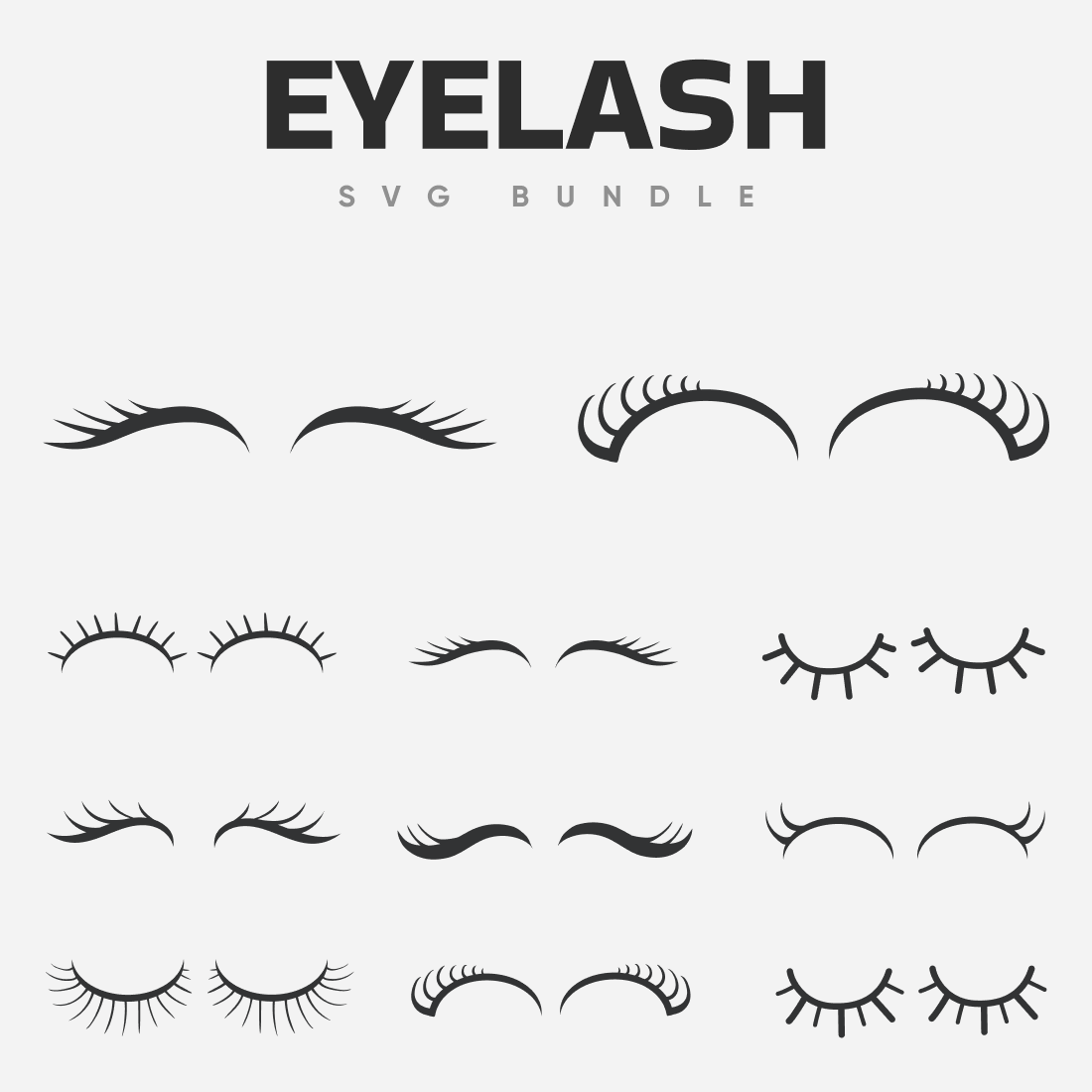 Eyelashes of different sizes and thicknesses.
