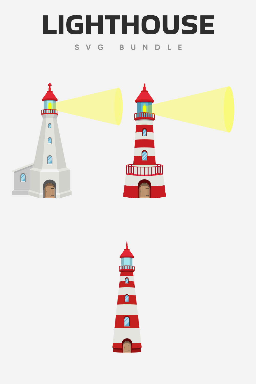 Lighthouses in different colors.