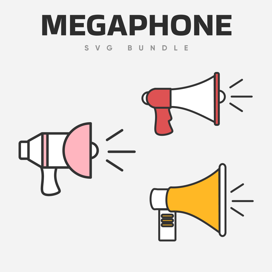 Pack of different megaphones for any preference.