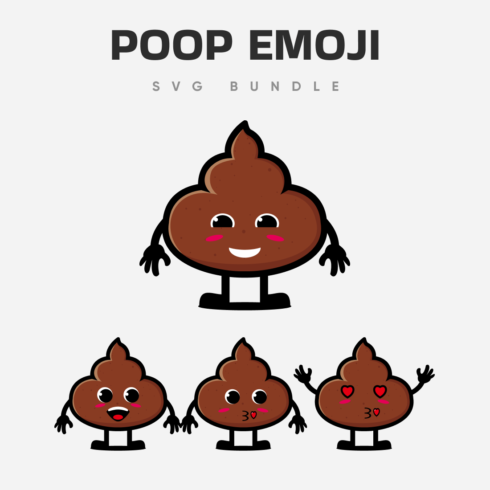 Big poop and three small ones with happy and loving faces.